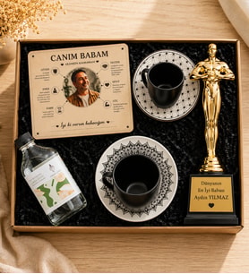 Babalar Gününe Özel Oscar,Baba Harita,Kolonya,Kahve Fincanı Ve Çay Fincanı Hediye Seti