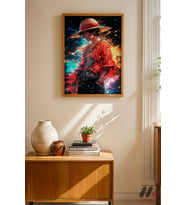 One Piece Luffy Uzay Poster, Ahşap Çerçeveli Duvar Tablosu - Anime Severlere Özel