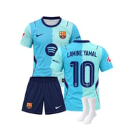 Lamine Yamal Barcelona 26/27 Yeni Sezon Turkuaz Alternatif 3'lü Çocuk Futbol Forma Seti ( Forma,şort ve çorap )