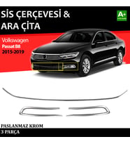 VW Passat B8 Sis Farı Çerçevesi & Ara Çıtası Krom Takımı 2015 2016 2017 2018 2019