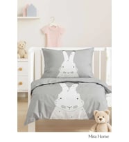 Yenidoğan Kız / Erkek Unisex Bebek Nevresim Takımı %100 Pamuklu Gri Tavşan