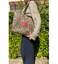 Kiba - Leopar Desenli Günlük Casual Kadın Çantası (Kahve Leopar)