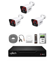 UPTECH 3 Kameralı Güvenlik Kamera Seti 2MP 1080P Full HD 6 Atom LED Gece Görüşlü 320GB HDD 5525