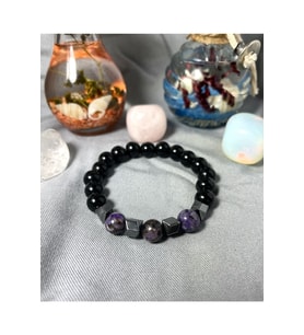 Unisex - Jade Ve Hematit Doğal Taşlı Çok Şık Bileklik  Handmade