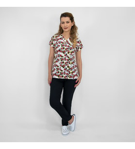 Unisex Beyaz Minnie Mouse Desenli Likralı Scrubs Doktor Hemşire Alt Üst Takım