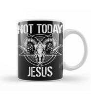 Satanism Baphomet Goat Pentagram Not Today Jesus 02 Kupa Bardak Porselen