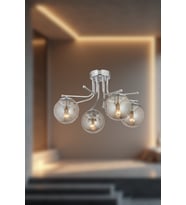 Novira Sarkıt Avize– 4 Farlı Renk Seçenekli Modern Tasarım Avize (Krom)