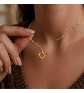 Kişiye Özel 925 Ayar Gümüş Minimalist Şıık Güneş Kolye (Gold)