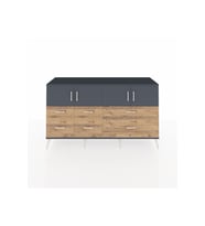 Kronos Konsol 4 Raflı 6 Çekmeceli 4 Kapaklı 176x59x99 Antrasit-Antrasit/Çam