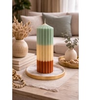 3 Renkli 21cm Baton Sütun Dekoratif Ev Ofis Hediyelik Mum Soya Wax