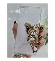 Samsung Galaxy A34 Uyumlu Leopar Desenli Şeffaf Telefon Kılıfı