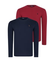 İKİLİ SET T8588 DEWBERRY YUVARLAK YAKA ERKEK SWEATSHIRT-BORDO-LACİVERT