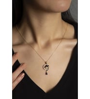 925 Ayar Gümüş Gold Kaplama Lacivert Renkli Spiral Snail Tasarım Kolye