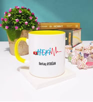 Doktora Hediye Hekim Tasarımlı Doktor Kupa Bardak Sarı