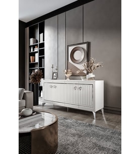 Klas Konsol Mdf Mebran Kapak Beyaz Gümüş