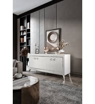 Klas Konsol Mdf Mebran Kapak Beyaz Gümüş