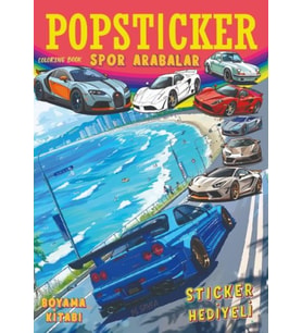Spor Arabalar Boyama Kitabı Popsticker