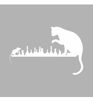 Satranç Oynayan Kedi Fare Araba Sticker siyah 18x12 CM (Beyaz)