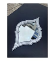 Dekoratif Polyester Tekli Damla Ayna Gümüş