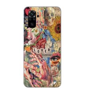 Redmi Note 10/Note 10S Uyumlu Aesthetic Vintage Kolaj Desenli Şeffaf Telefon Kılıfı