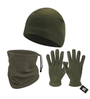 3'lü Kışlık Set Polar Bere, Eldiven, Boyunluk - Warm - Haki - (SBLN.008)