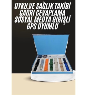 7 Kordonlu Unisex Akıllı Saat Çoklu Kordon Seçeneği Amoled Ekran