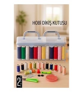 Turk Dikiş Seti - 42 Parça Renkli Dikiş Seti - Mezuralı, Taşınabilir, Hobi ve Onarım İçin