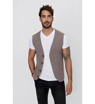 CHUBA Erkek Süs Cepli Regular Fit Triko Yelek Vizon 23W218