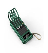 20.000 mAh Güneş Enerjli Solar Powerbank Led Fenerli 2xUSB, Lcd, USB, Mikro, Lightning, Type-C (Yeşil)