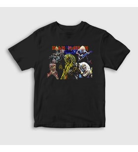 Presmono Unisex Çocuk Siyah Band Iron Maiden T-Shirt 85331tt