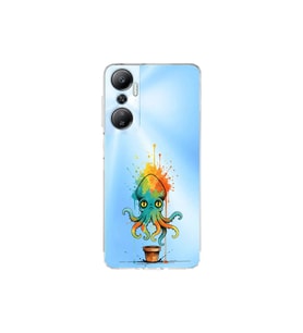 Infinix Hot 20 ile uyumlu Splash ahtapot tasarımlı şeffaf silikon kılıf
