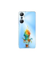 Infinix Hot 20 ile uyumlu Splash ahtapot tasarımlı şeffaf silikon kılıf