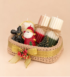 Ng Gifts El Emeği Örgü Sepette Yılbaşı Mum Seti