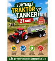 Sürtmeli Oyuncak Traktör ve Su Tankeri Seti Çiftlik Aracı 21 cm (3+ Yaş)