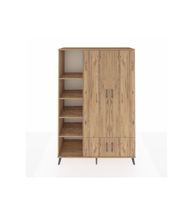 Hyperion Gardrop 6 Raflı 4 Kapaklı Tek Askılı 132x44x195 Çam-Çam