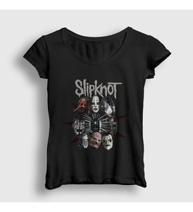 Presmono Kadın Siyah Band V2 Slipknot T-Shirt 291380tt