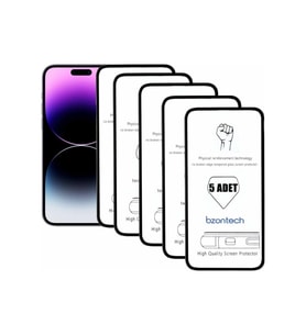 Apple Uyumlu iPhone 14 Pro Max İle Ekran Koruyucu Tam Kaplayan 5li Set