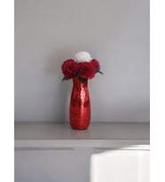IŞILTI HOME DESIGN AYNALI CAM VAZO KIRMIZI