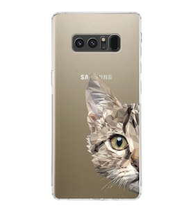 Samsung Galaxy Note 8 Uyumlu Kamera Korumalı Kapak Catface Tasarımlı  Şeffaf Silikon Kılıf