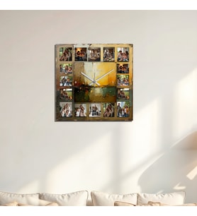 Kişiye Özel 16 Resimli Pastel Renkli Estetik Ve Modern Ahşap Duvar Saati ( 5 mm  Kalınlığında )
