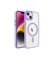 Apple iPhone 14 Uyumlu Kılıf Wireless Şarj Özellikli Zore Krom M-safe Silikon Kapak (Lila)