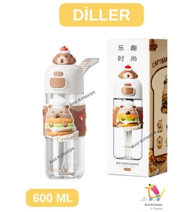 DİLLER TEK KAPAK ÇİFT İÇİM PİPETLİ/RAHAT BİLEK ASKILI CAPYBARA 600 ML