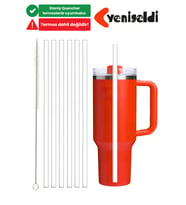 6 Adet 30 cm Stanly Quencher Uyumlu TRİTAN Pipet Ve 1 Adet Temizleme Fırçası