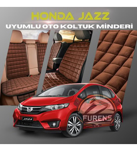 Honda Jazz Kahverengi Renk Tay Tüyü Cepli & Terletmez Sırtlı Oto Koltuk Minder Seti - Koltuk Koruma Kılıfı (ÖN & ARKA TAM SET)