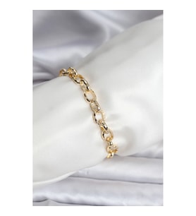 Mey İthalat® 14K Gold Renk Kaplama Lazerli Zincir Model CM Kadın Bileklik