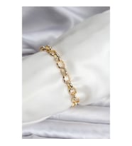 Mey İthalat® 14K Gold Renk Kaplama Lazerli Zincir Model CM Kadın Bileklik