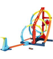 Hot Wheels Track Builder Spiral Dönüşlü Pist Oyun Seti, Yaratıcı Spiral Pist Yarışları, Hedefi Vurma