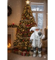 Yılbaşı Noel Baba 100cm Beyaz Kostümlü Model