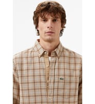 Lacoste Men's Regular Fit Button-Down Collar Plaid Shirt Brown Erkek Düğmeli Yaka Ekose Gömlek Kahverengi