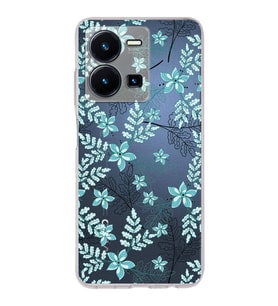 PrintiFy Vivo Y22s Uyumlu Kamera Korumalı Floral Su Yeşili Tasarımlı Şeffaf Silikon Kılıf
